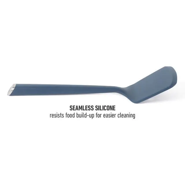 Alt view image 4 of 7 - Edge Silicone Turner, Flexible Silicone Cooking Spatula with Reinforced Core, Heat-Resistant Nonstick-Safe Turner for Flipping & Cooking, Navy