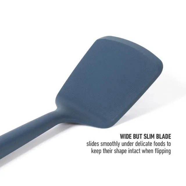 Alt view image 5 of 7 - Edge Silicone Turner, Flexible Silicone Cooking Spatula with Reinforced Core, Heat-Resistant Nonstick-Safe Turner for Flipping & Cooking, Navy