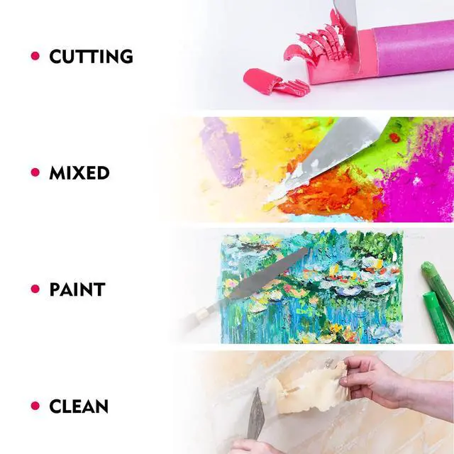 Alt view image 4 of 7 - Palette Knife Painting Stainless Steel Spatula Palette Knife Oil Paint Metal Knives Wood Handle (Red 5 Piece)