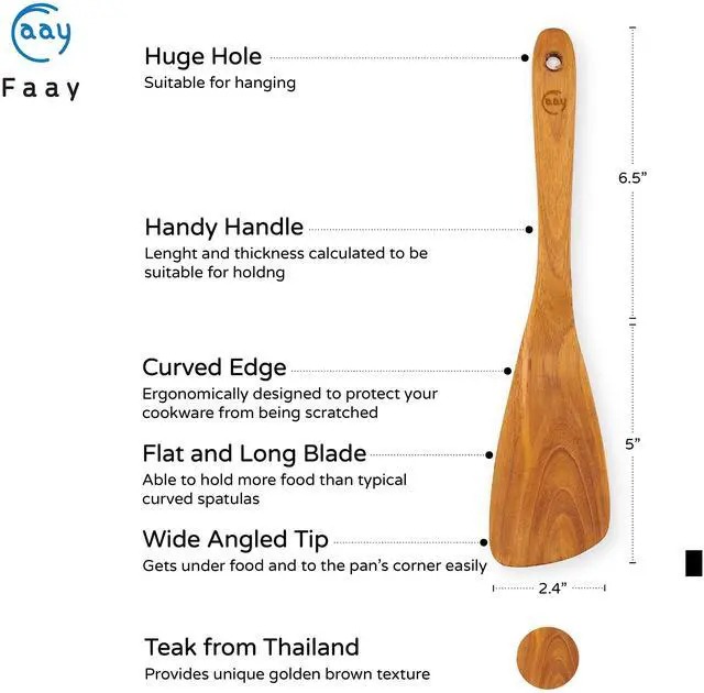 Alt view image 2 of 5 - 11.5 Inch Teak Wood Spatula/Turner for RIGHT Hand | Versatile Spatula, Durable, Healthy and High Moist Resistance for Non Stick Cookware