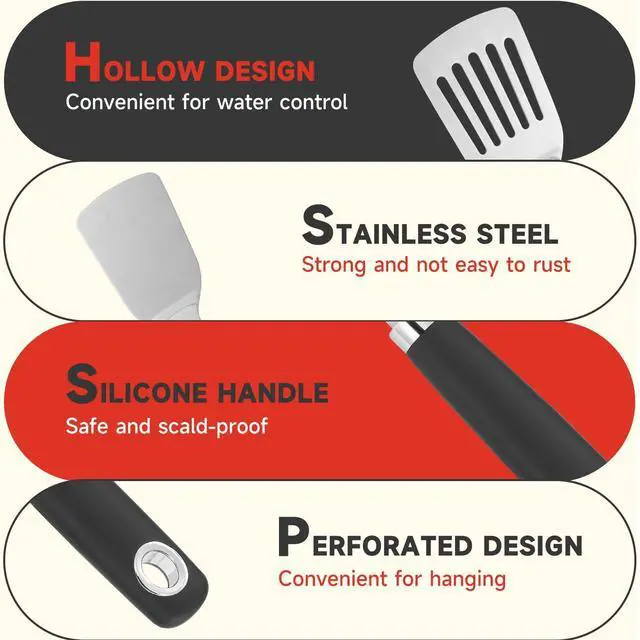 Alt view image 3 of 7 - 2 Pcs Stainless Steel Spatulas Set,14.9 Silver Slotted Turner, Solid Turner, Kitchen Cooking Utensils Set, High Heat Resistant, Grilling Frying Serving Food, Easy to Clean