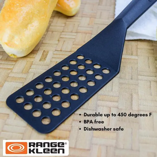Alt view image 2 of 6 - Black Nonstick Slotted Spatula/Turner for Crepes, Eggs, Brownies, Lasagna