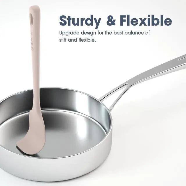 Alt view image 4 of 7 - 5 Pieces Silicone Spatula Set, Food Grade Rubber Spatula, Upgrade Strong Handle with Ergonomic Grip, Heat Resistant Up to 600°F for Nonstick Cookware, Cooking