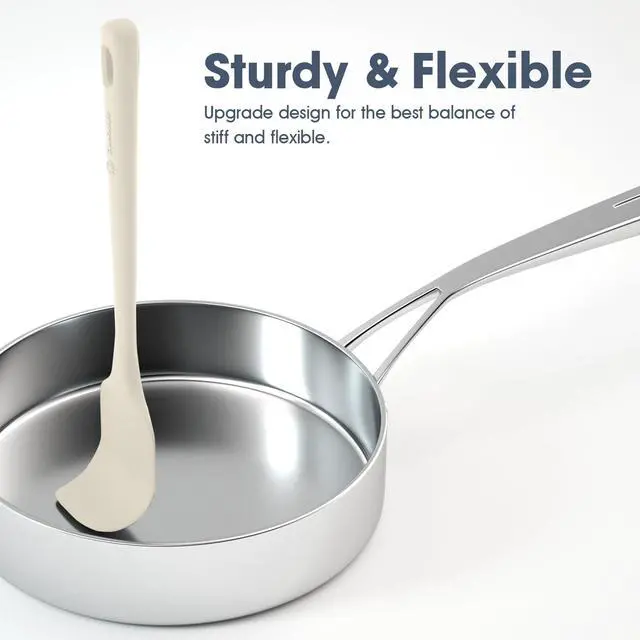 Alt view image 4 of 7 - 5 Pieces Silicone Spatula Set, Food Grade Rubber Spatula, Upgrade Strong Handle with Ergonomic Grip, Heat Resistant Up to 600°F for Nonstick Cookware, Cooking