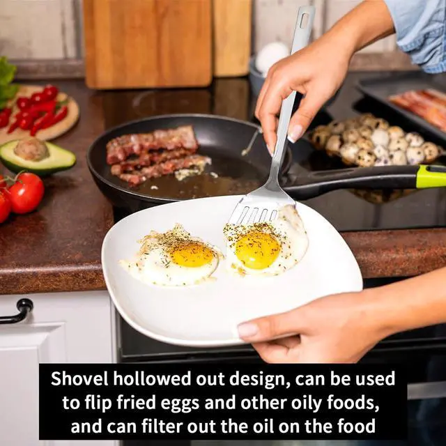 Alt view image 7 of 7 - Stainless Steel Spatulas Set, Silver Slotted Turner, Solid Turner, Kitchen Spatulas for Nonstick Cookware, Dishwasher Safe, Easy to Clean