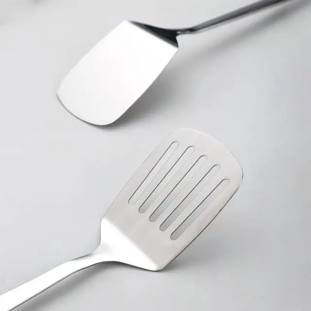 Alt view image 5 of 7 - Stainless Steel Spatulas Set, Silver Slotted Turner, Solid Turner, Kitchen Spatulas for Nonstick Cookware, Dishwasher Safe, Easy to Clean