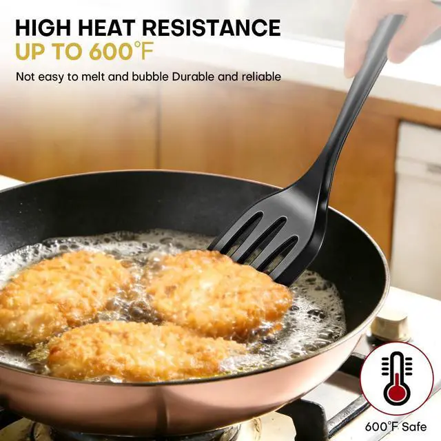 Alt view image 3 of 7 - 3 Pieces Spatula, Pacifier-Grade Silicone Spatulas Set Heat Resistant 600 for Food Safety, Premium Non-Stick Silicone Solid Turner BPA Free for Cooking, Enhances Cooking Comfort
