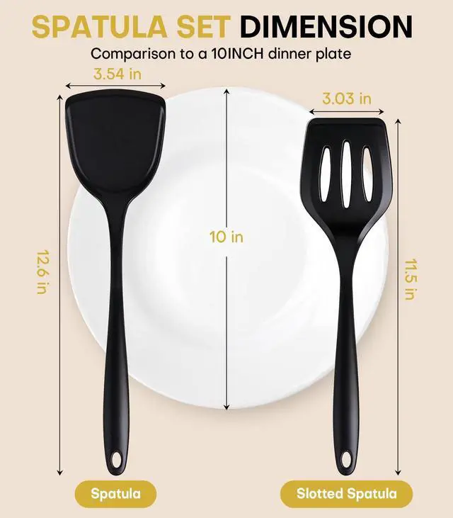 Alt view image 5 of 7 - 3 Pieces Spatula, Pacifier-Grade Silicone Spatulas Set Heat Resistant 600 for Food Safety, Premium Non-Stick Silicone Solid Turner BPA Free for Cooking, Enhances Cooking Comfort