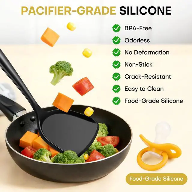 Alt view image 7 of 7 - 3 Pieces Spatula, Pacifier-Grade Silicone Spatulas Set Heat Resistant 600 for Food Safety, Premium Non-Stick Silicone Solid Turner BPA Free for Cooking, Enhances Cooking Comfort
