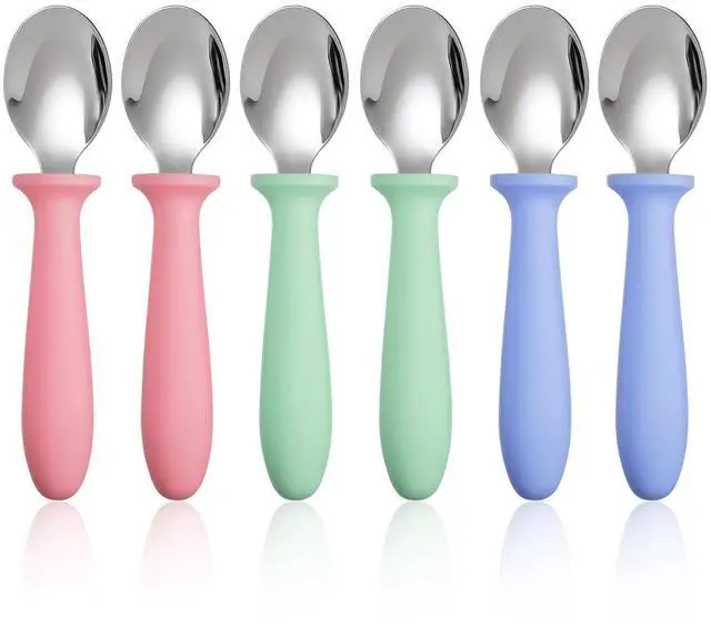 Main image of 6-Pack Toddler Spoons, Stainless Steel with Plastic Handle
