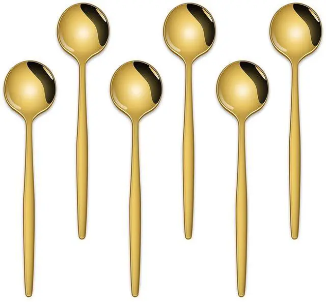 Main image of 5.1 Inch Coffee & Tea Spoon,6 Pieces Gold Stainless Steel Teaspoon,Mini Spoons For Dessert And Coffee,Durable Demitasse Coffee Spoons For Dessert