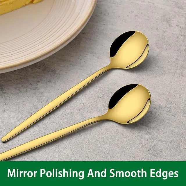 Alt view image 4 of 7 - 5.1 Inch Coffee & Tea Spoon,6 Pieces Gold Stainless Steel Teaspoon,Mini Spoons For Dessert And Coffee,Durable Demitasse Coffee Spoons For Dessert