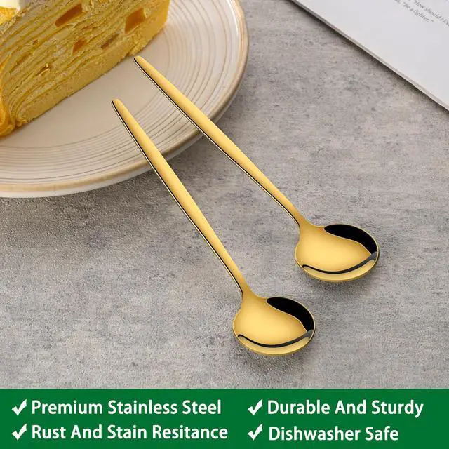 Alt view image 3 of 7 - 5.1 Inch Coffee & Tea Spoon,6 Pieces Gold Stainless Steel Teaspoon,Mini Spoons For Dessert And Coffee,Durable Demitasse Coffee Spoons For Dessert