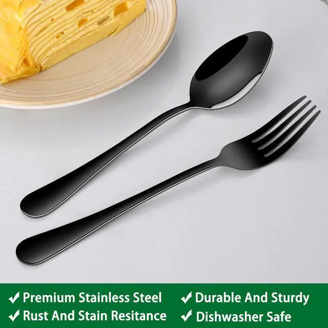 Alt view image 3 of 7 - Black Soup Sooon,8 PCs 7.3 Inch Dinner Spoons,PVD Black Stainless Steel Table Spoons,Dishwasher Safe Metal Tablespoon for Home,Party or Restaurant
