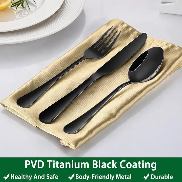 Alt view image 6 of 7 - Black Soup Sooon,8 PCs 7.3 Inch Dinner Spoons,PVD Black Stainless Steel Table Spoons,Dishwasher Safe Metal Tablespoon for Home,Party or Restaurant