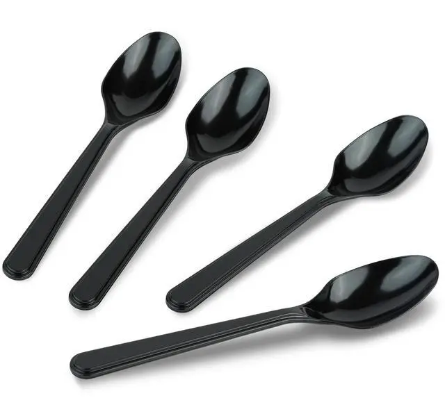 Main image of 50 Pack Heavy Weight Plastic Spoons Black Disposable Spoons Plastic Cutlery Set