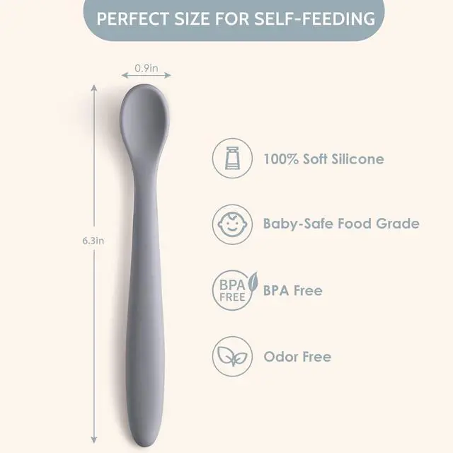 Alt view image 2 of 7 - Silicone Baby Feeding Spoons, First Stage Baby Infant Spoons, Soft-Tip Easy on Gums I Training Spoon Self Feeding, Dishwasher & Boil-proof, 6 Pack
