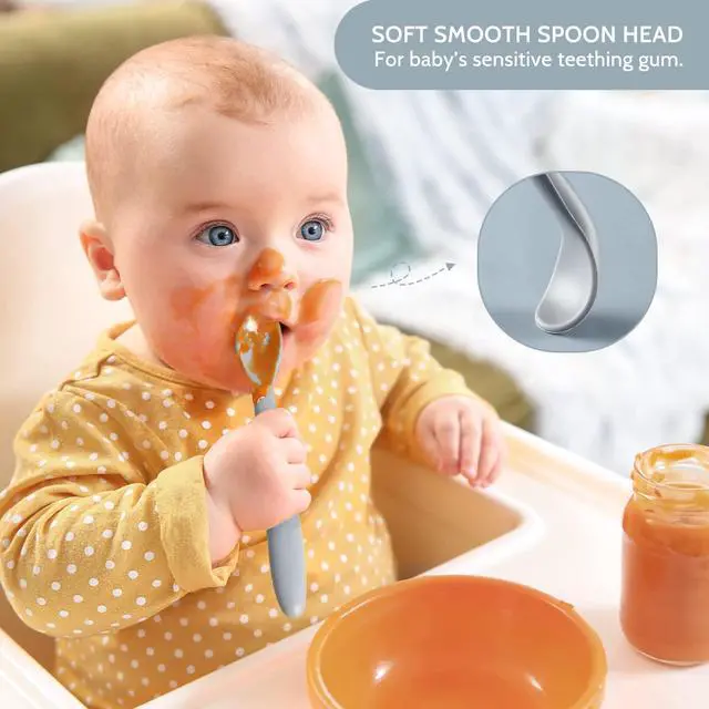 Alt view image 3 of 7 - Silicone Baby Feeding Spoons, First Stage Baby Infant Spoons, Soft-Tip Easy on Gums I Training Spoon Self Feeding, Dishwasher & Boil-proof, 6 Pack