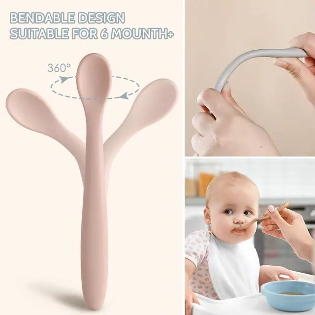 Alt view image 4 of 7 - Silicone Baby Feeding Spoons, First Stage Baby Infant Spoons, Soft-Tip Easy on Gums I Training Spoon Self Feeding, Dishwasher & Boil-proof, 6 Pack