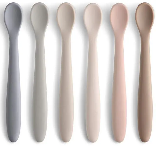 Main image of Silicone Baby Feeding Spoons, First Stage Baby Infant Spoons, Soft-Tip Easy on Gums I Training Spoon Self Feeding, Dishwasher & Boil-proof, 6 Pack