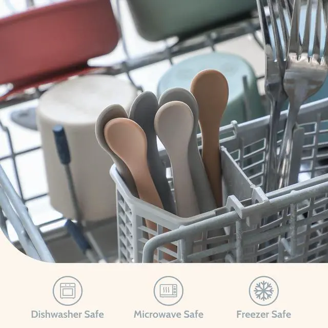 Alt view image 7 of 7 - Silicone Baby Feeding Spoons, First Stage Baby Infant Spoons, Soft-Tip Easy on Gums I Training Spoon Self Feeding, Dishwasher & Boil-proof, 6 Pack
