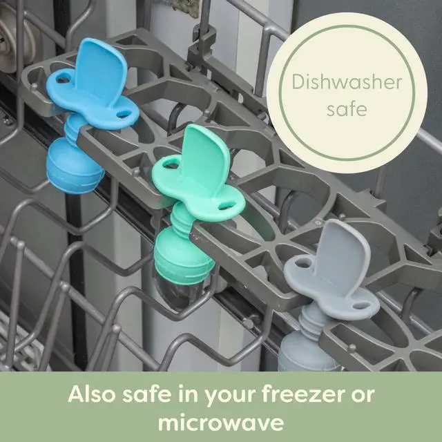 Alt view image 6 of 7 - Self-Feeding Spoon - Anti Choke Barrier - Silicone Baby Spoons Toddler Utensils for Home & Travel, Textured Tips Massage Gums & Baby-Led Weaning (Blue/Gray/Mint)