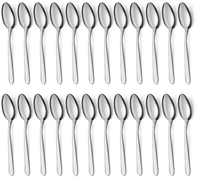 Main image of 24 Pieces Teaspoons, 6.2 Inches Stainless Steel Teaspoons Silverware, Spoon Silverware, Coffee Spoons, Small Spoon, Mirror Polished, Dishwasher Safe, Silver Spoons For Home, Restaurant