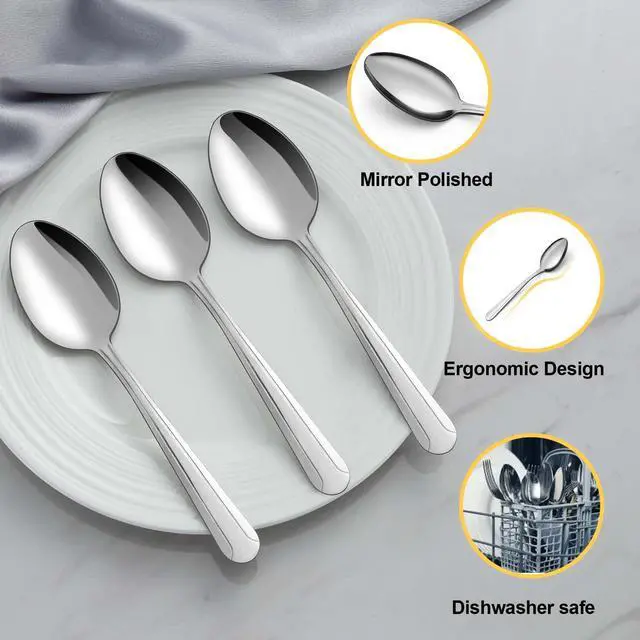 Alt view image 3 of 7 - 24 Pieces Teaspoons, 6.2 Inches Stainless Steel Teaspoons Silverware, Spoon Silverware, Coffee Spoons, Small Spoon, Mirror Polished, Dishwasher Safe, Silver Spoons For Home, Restaurant