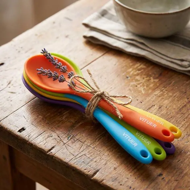 Alt view image 7 of 7 - 5PCS Silicone Serving Spoons Set, Heat Resistant Kitchen Spoons for Cooking, Mixing, Stirring and Serving, Dishwasher Safe (5 Pack, Multicolor)