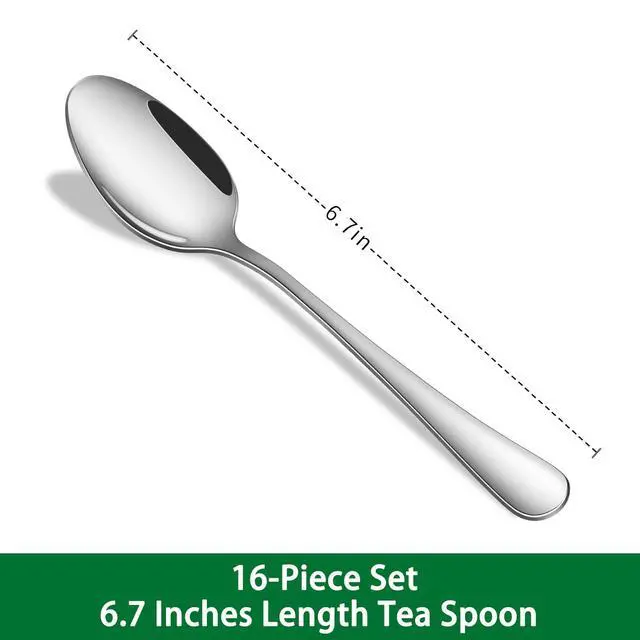 Alt view image 2 of 7 - 16-Pieces Teaspoons Sets,6.7 Inch Stainless Steel Small Tea Spoon Set,Dessert Spoons For Kitchen,Dishwasher Safe Metal Silverware Spoons For Hotel Restaurant