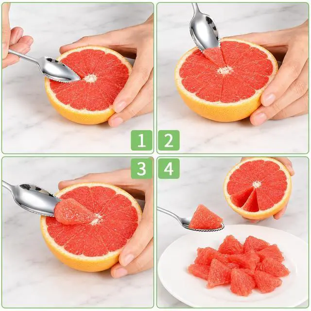 Alt view image 6 of 7 - Grapefruit Spoons 6 Pieces, Stainless Steel Utensil Set, Serrated Edge & Thick Handle for Grapefruit, Kiwi, Apple, Citrus Fruit, Dessert, Dishwasher Safe