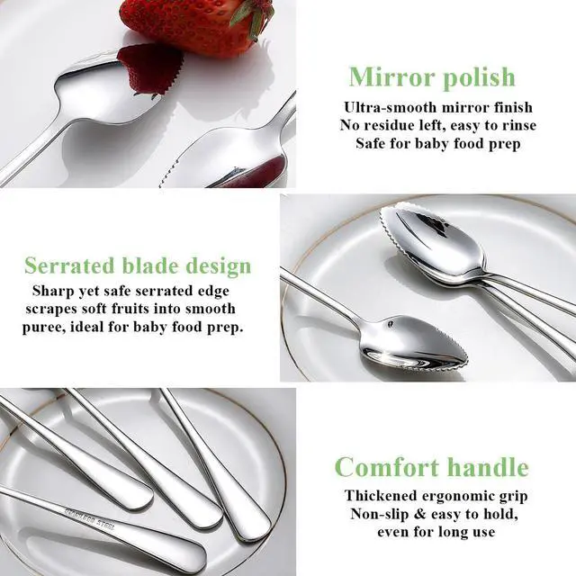 Alt view image 5 of 7 - Grapefruit Spoons 6 Pieces, Stainless Steel Utensil Set, Serrated Edge & Thick Handle for Grapefruit, Kiwi, Apple, Citrus Fruit, Dessert, Dishwasher Safe