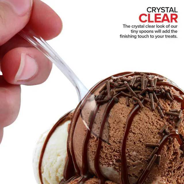 Alt view image 4 of 7 - Clear Mini Spoons 4 Inch (100 Count) Disposable Appetizer and Dessert Spoons for Weddings, Food Samples, Holiday Parties, Cocktail Hour