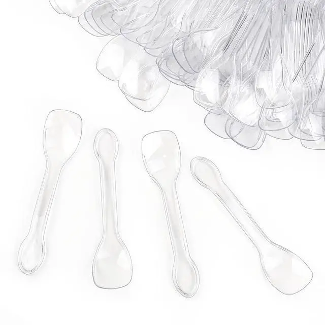 Main image of 100PCS Tasting Spoons Ice Cream Dessert Taster Spoons Plastic Mini Spoons Disposable Dessert Spoons for Miniature Dessert Cups, Sampling, Small Catering Supplies, Tasting Party (Clear)