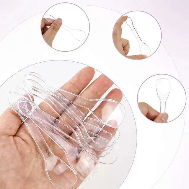 Alt view image 4 of 7 - 100PCS Tasting Spoons Ice Cream Dessert Taster Spoons Plastic Mini Spoons Disposable Dessert Spoons for Miniature Dessert Cups, Sampling, Small Catering Supplies, Tasting Party (Clear)