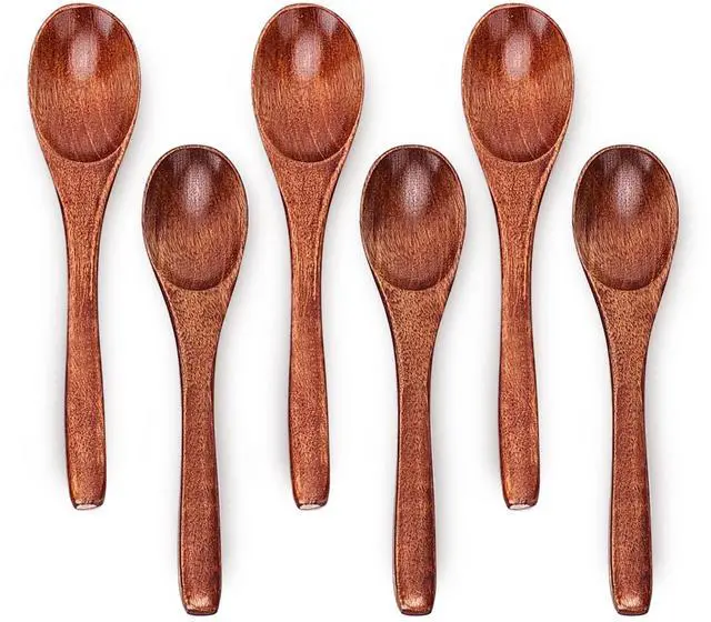 Main image of 6pcs 6in Wooden Spoons, Soup Spoons Set, Small Wooden Utensils