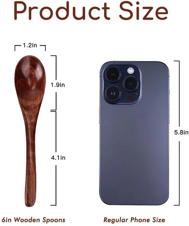 Alt view image 2 of 6 - 6pcs 6in Wooden Spoons, Soup Spoons Set, Small Wooden Utensils