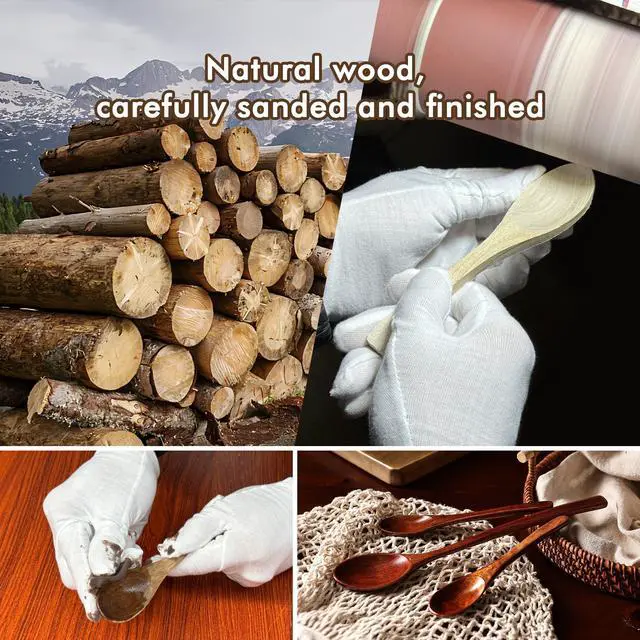 Alt view image 5 of 6 - 6pcs 6in Wooden Spoons, Soup Spoons Set, Small Wooden Utensils