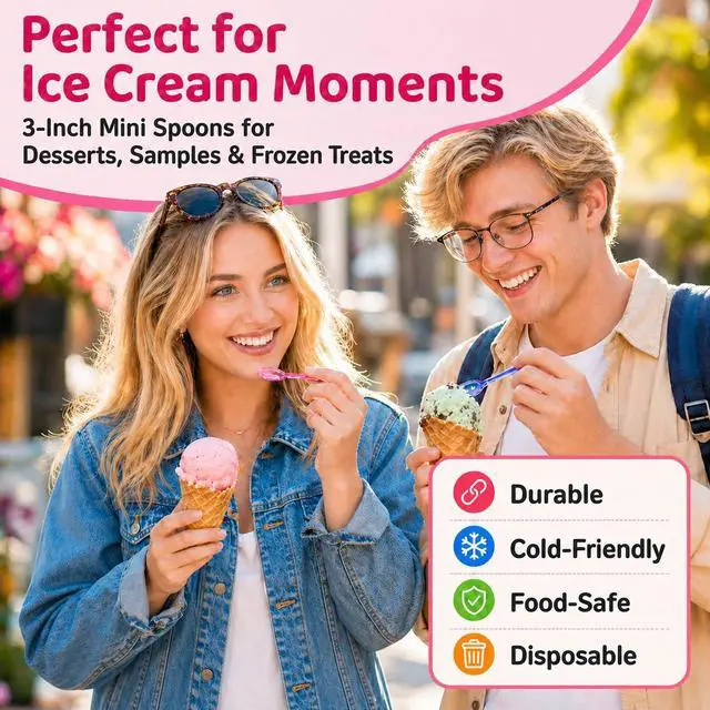 Alt view image 4 of 7 - Mini Spoons - 100PCS Tasting Spoons Plastic Disposable Cutlery Small Spoon For Tasting Ice Cream Cake Jelly Pie Yogurt Dessert For Party Celebrations Multi-Color