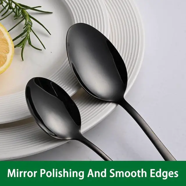 Alt view image 4 of 6 - 6.7 Inch Black Tea Spoon Set Of 8, Stainless Steel Dessert Spoons for Dining, Black Coffee Spoons For Cafe, Metal Small Spoons For Kitchen