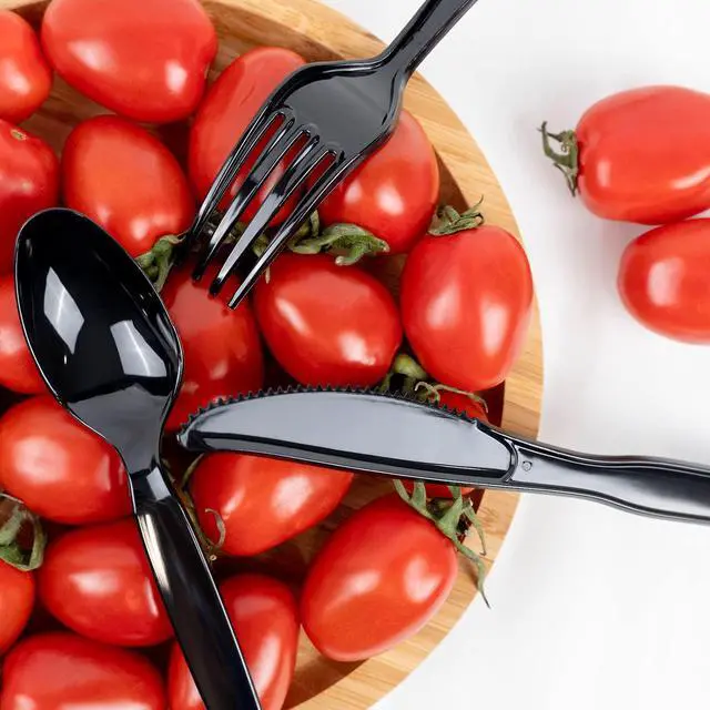 Alt view image 5 of 7 - Heavyweight Plastic Spoons, Black, Pack of 100, Disposable Utensils for Party Supply