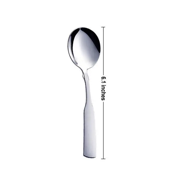 Alt view image 2 of 6 - Stainless Steel 6.1' Heavy Duty Round Spoons, Dinner & Table Spoon Set, 6-Piece