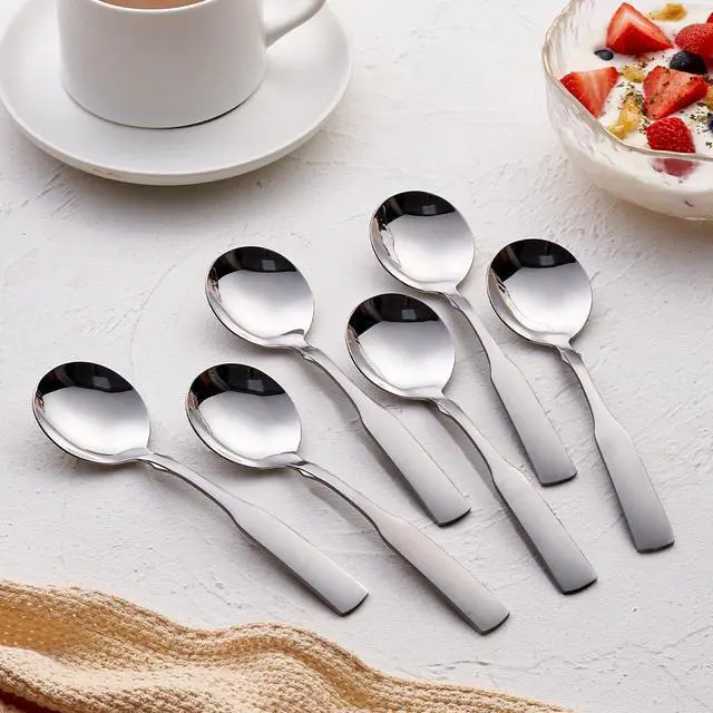 Alt view image 3 of 6 - Stainless Steel 6.1' Heavy Duty Round Spoons, Dinner & Table Spoon Set, 6-Piece