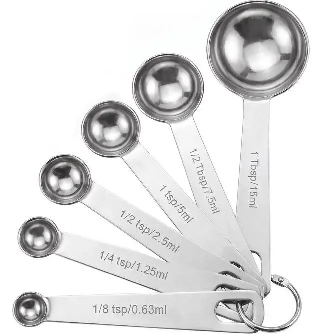 Main image of Measuring Spoons, Premium Heavy Duty Stainless Steel Measuring Spoons Cups Set, Small Tablespoon with Metric and US Measurements, Set of 6 for Measuring Dry and Liquid Ingredients