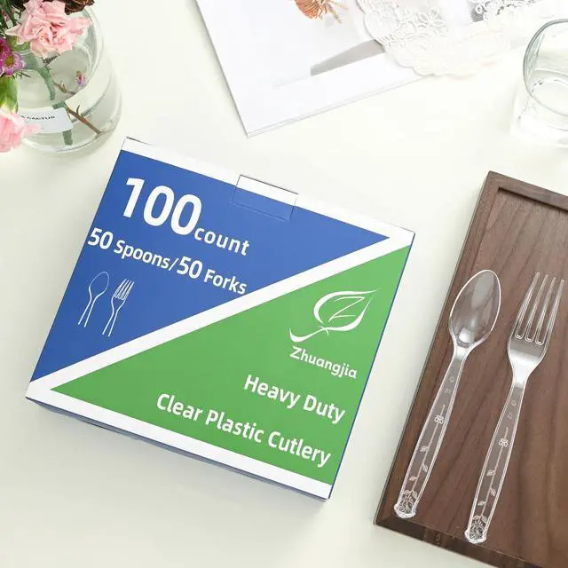 Alt view image 5 of 7 - 100-Pack Clear Plastic Spoons Disposable BPA-Free Heat Resistant Utensils for Catering & Events -Spoons Heavy Duty Bulk,plastic disposable for Party Supplies