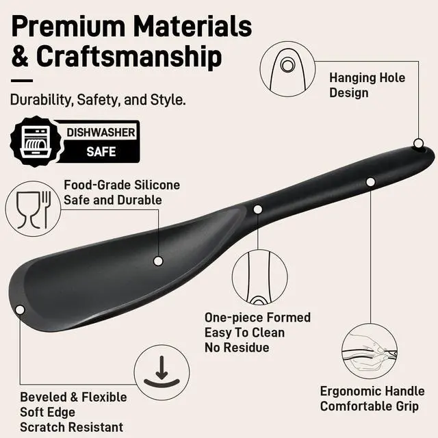 Alt view image 2 of 7 - 3 PACK Silicone Cooking Spatula & Spoon for Nonstick Cookware, Multifunction Spoonula for Baking, Cooking, Serving, Mixing, Stirring, Scoop, Scrape - One-Piece Formed, Sturdy BPA-Free, Dishwasher Safe