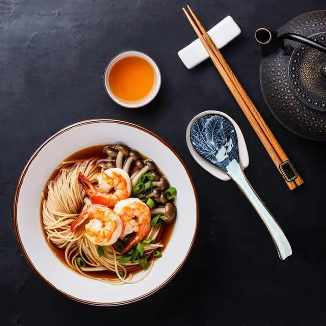Alt view image 4 of 6 - Asian Ceramic Soup Spoon, with Long Handle Easy to Hold, Non-slip Bottom, for Japanese Ramen, Chinese and Vietnamese Wonton, Noodle Soup Spoons (V86)