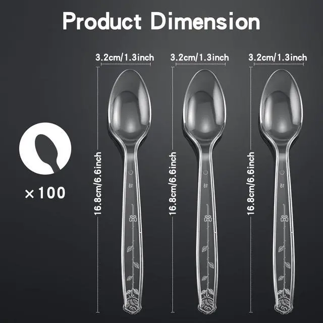 Alt view image 2 of 7 - 100-Pack Clear Plastic Spoons Disposable BPA-Free Heat Resistant Utensils for Catering & Events -Spoons Heavy Duty Bulk,plastic disposable for Party Supplies