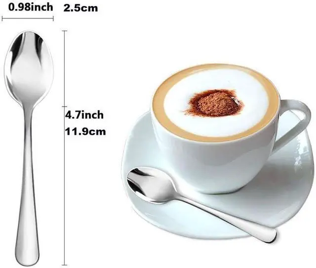 Alt view image 2 of 7 - Wesdxc56 Demitasse Espresso Spoons, Mini Coffee Spoon, 4.7 Inches Stainless Steel Small Spoons for Dessert, Set of 6