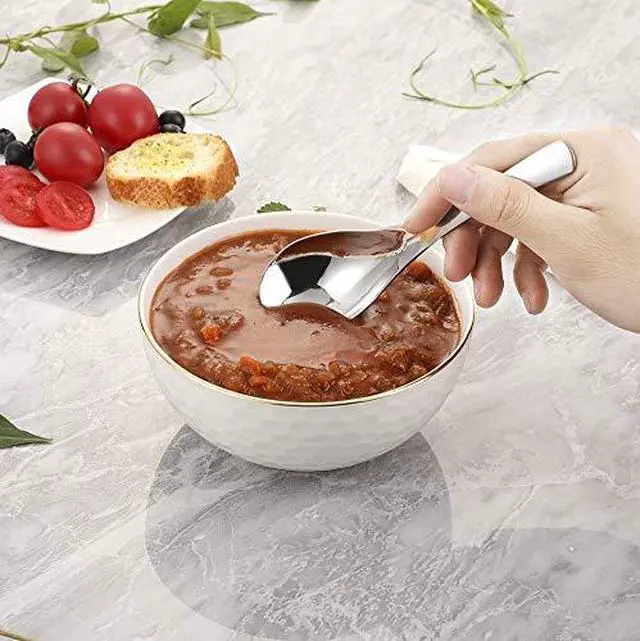 Alt view image 6 of 6 - Thick Heavy-weight Soup Spoons, High Grade Stainless Steel Soup Spoons, Set of 6
